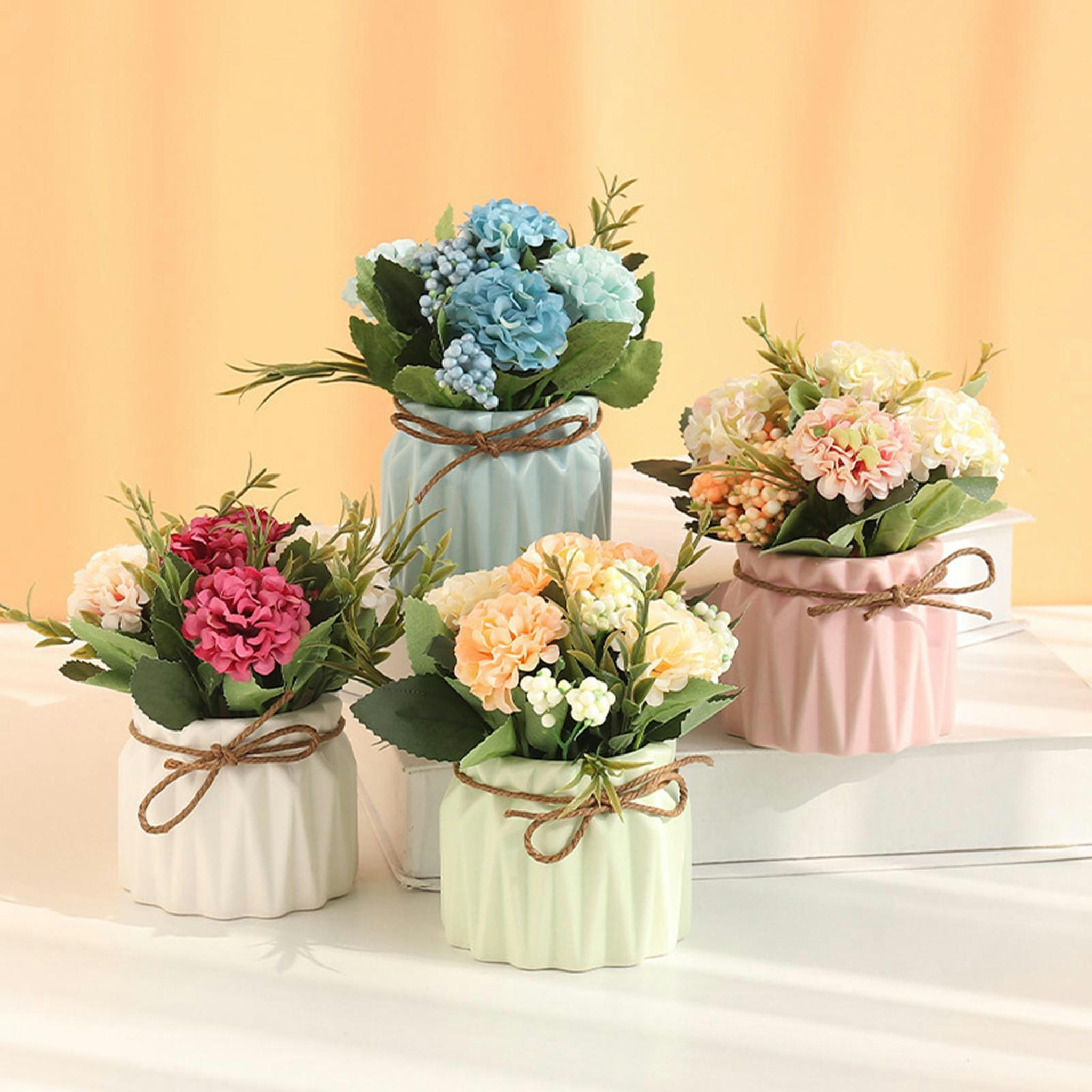TUMALL Flowers Artificial Hydrangea Flowers Faux for Home Table