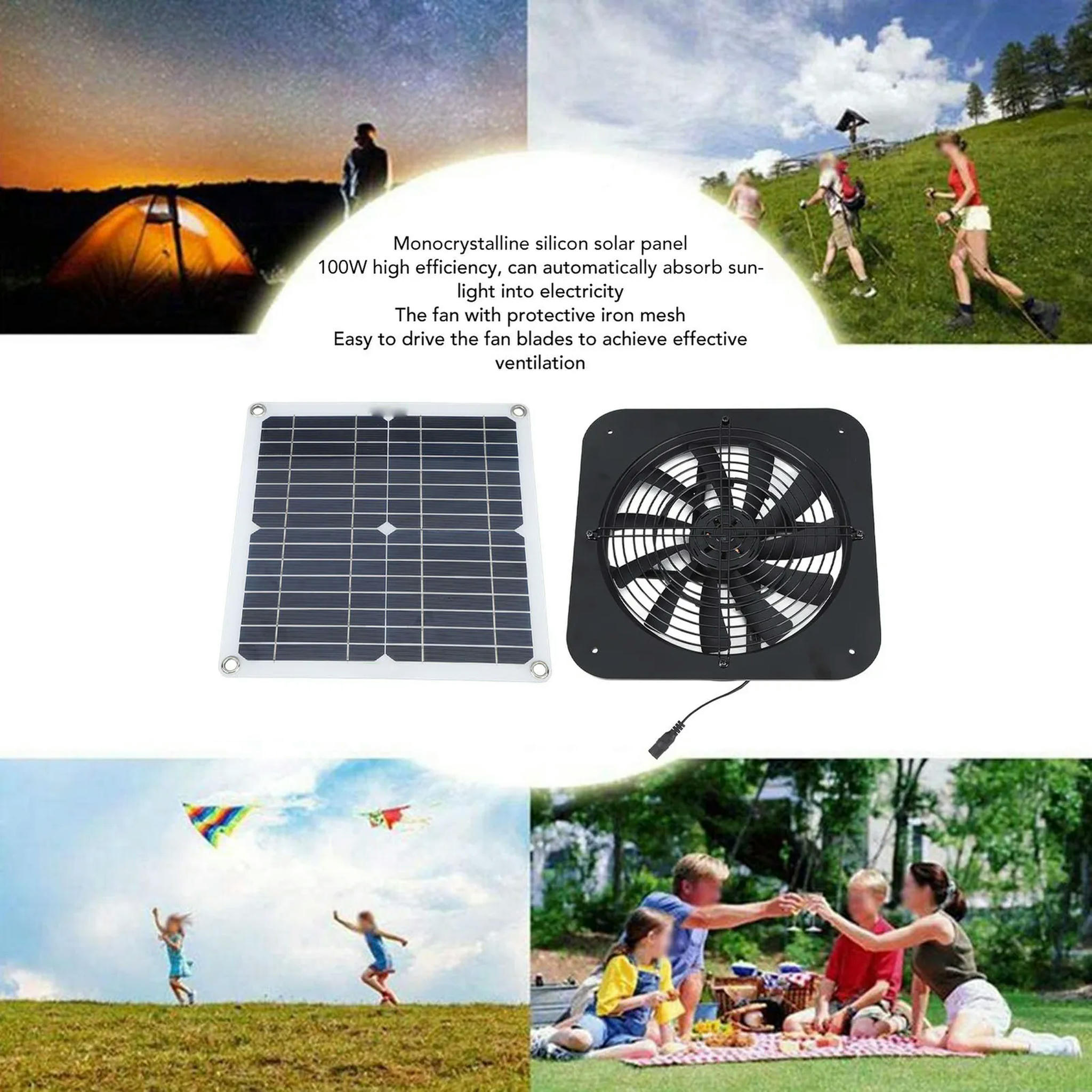 TUMALL Greenhouse Solar Panel Powered Exhaust Fan Solar Powered Attic
