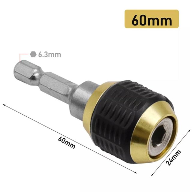TUMALL Keyless Drill Chuck 1/4 Hex Shank 60mm Length Carbon Steel
