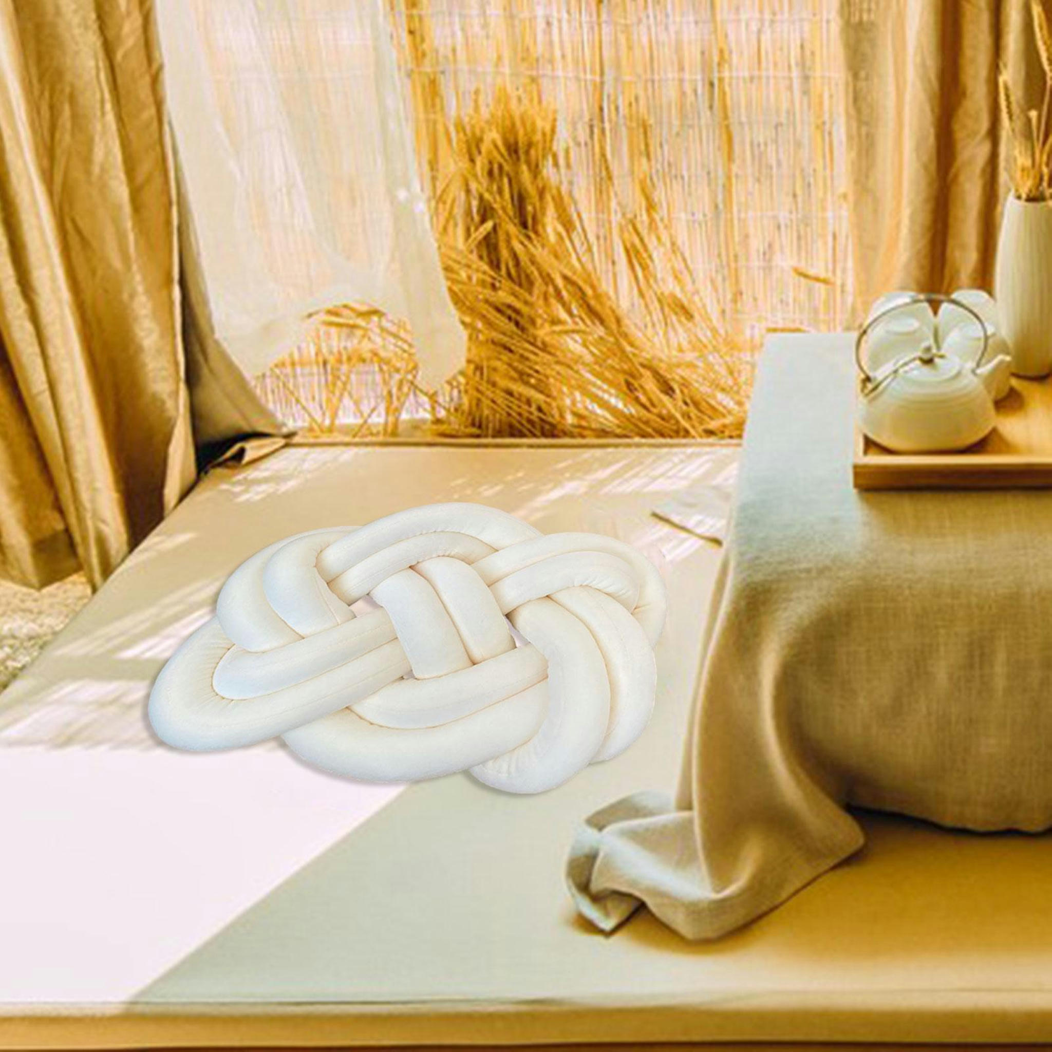 TUMALL Knot Cute Ring Shape Pillow Back Pillow Sofa for Living Room RoomMilky white