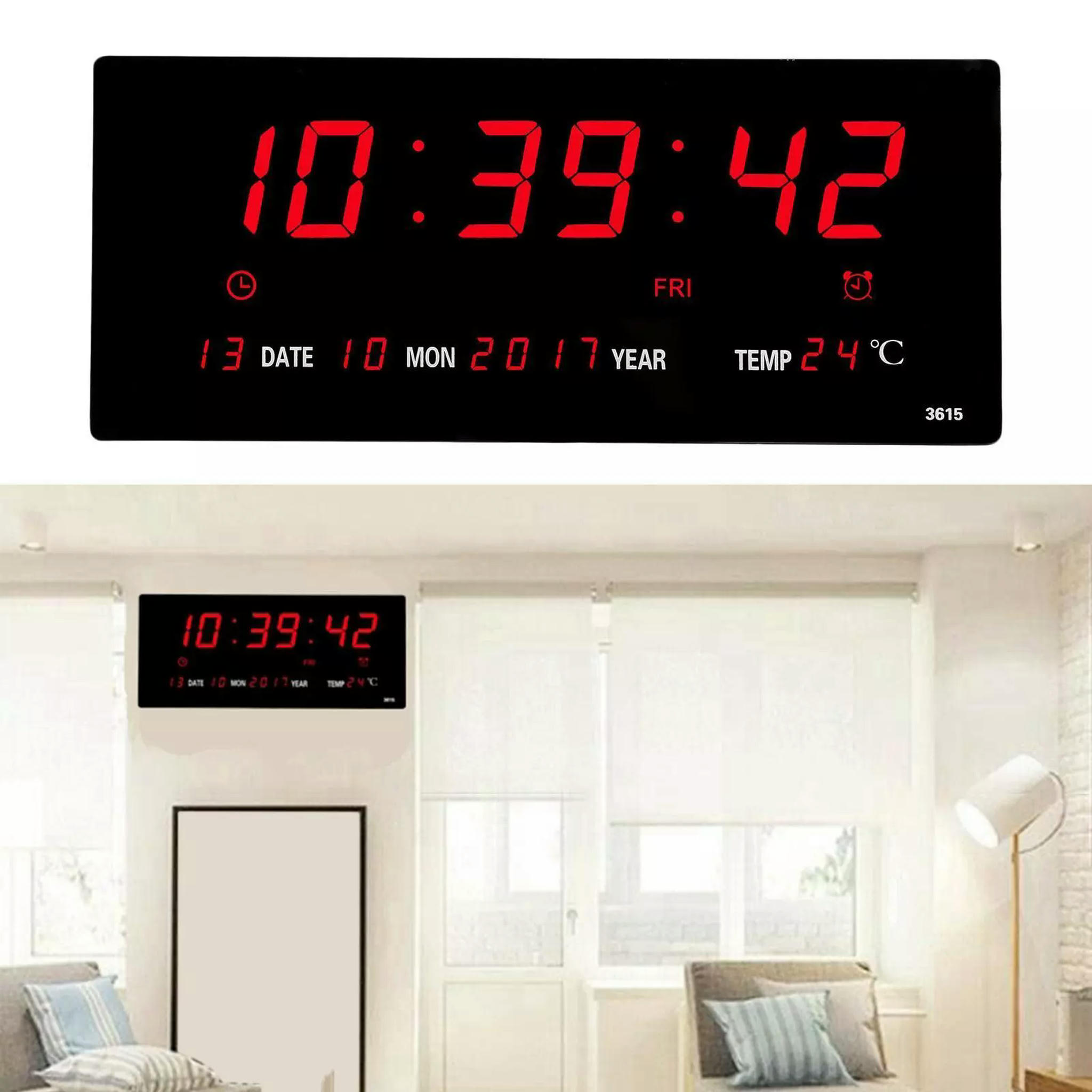TUMALL LED Digital Wall Clock Calendar Large Display w/ Indoor