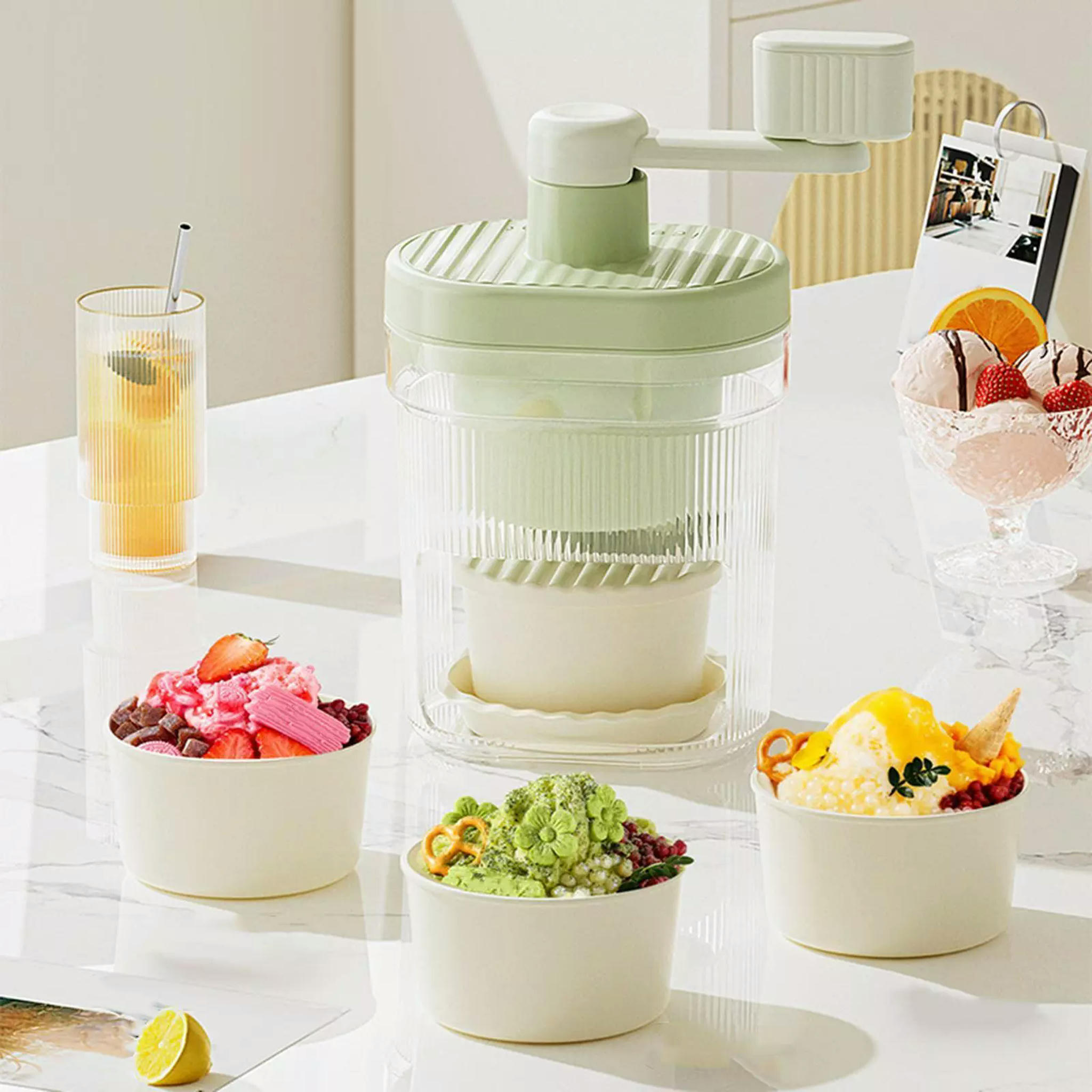 TUMALL Manual Ice Crusher Ice Shaved Shaved Ice Machine Snow Cone