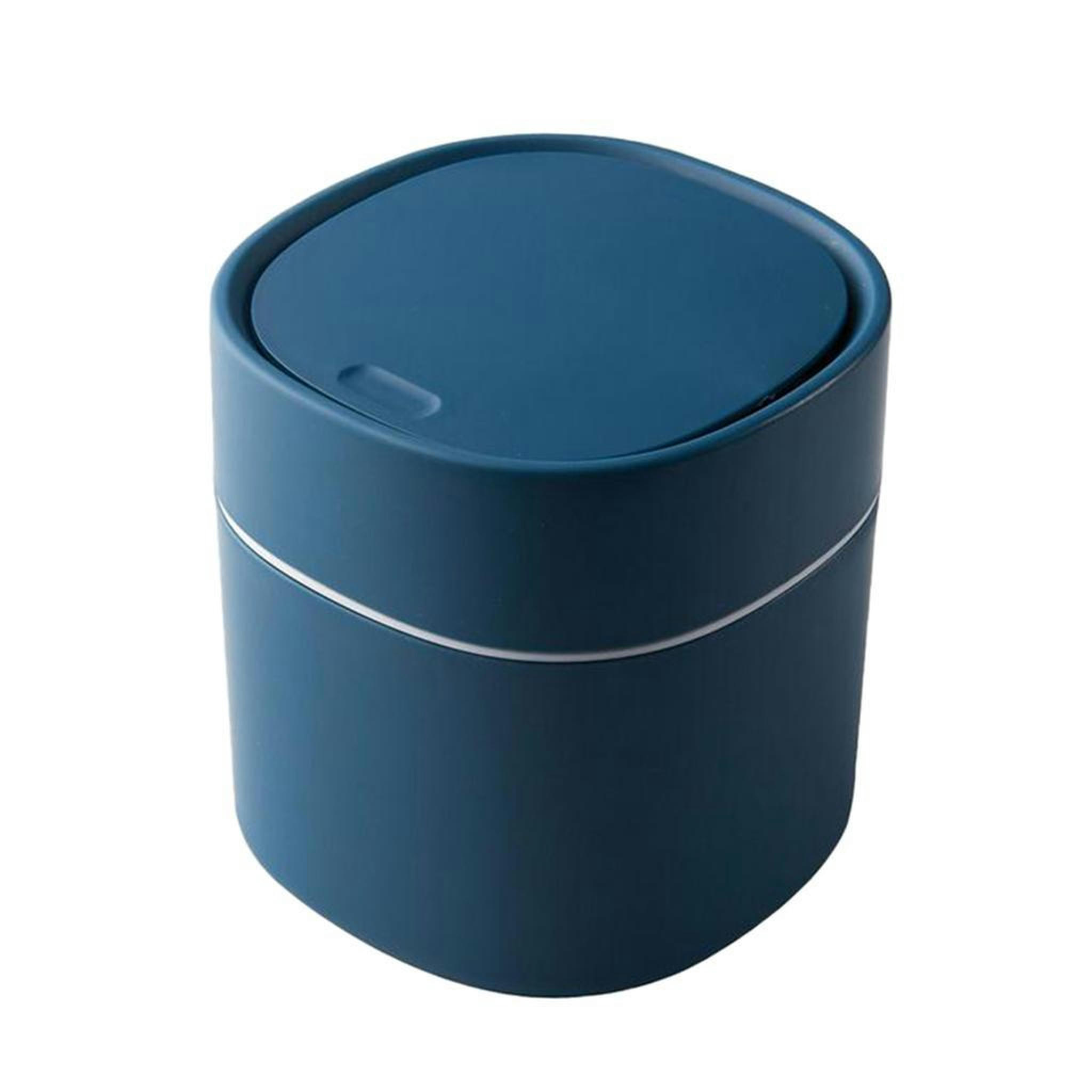 TUMALL Mini Trash Can with Lid, Small Desktop Storage ContainerBlue