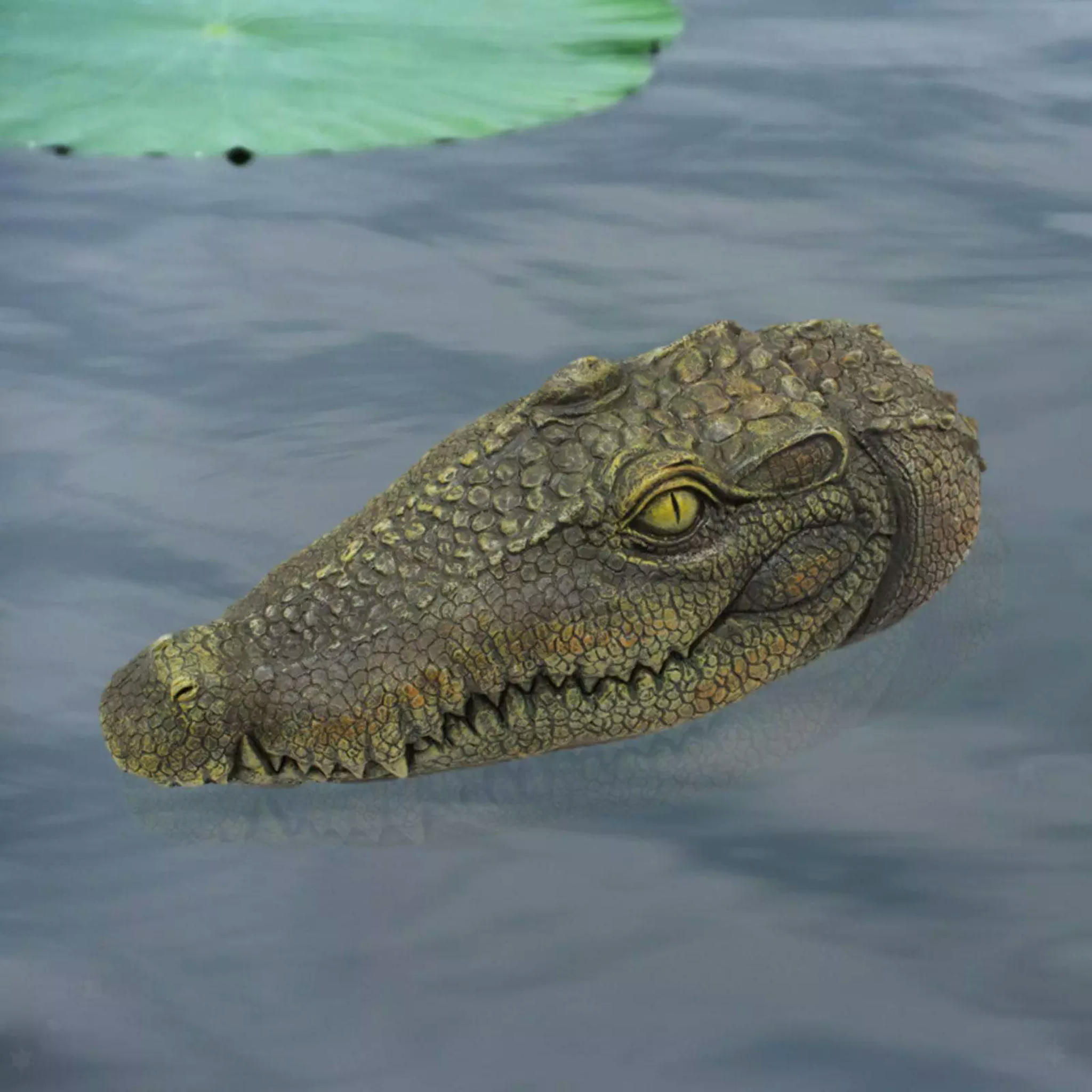 TUMALL Realistic Alligator Head Ornament for Garden and Patio Scare