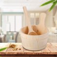 TUMALL Sauna Bucket Set Wooden with Sauna Liner with Laddle 4 Liter for