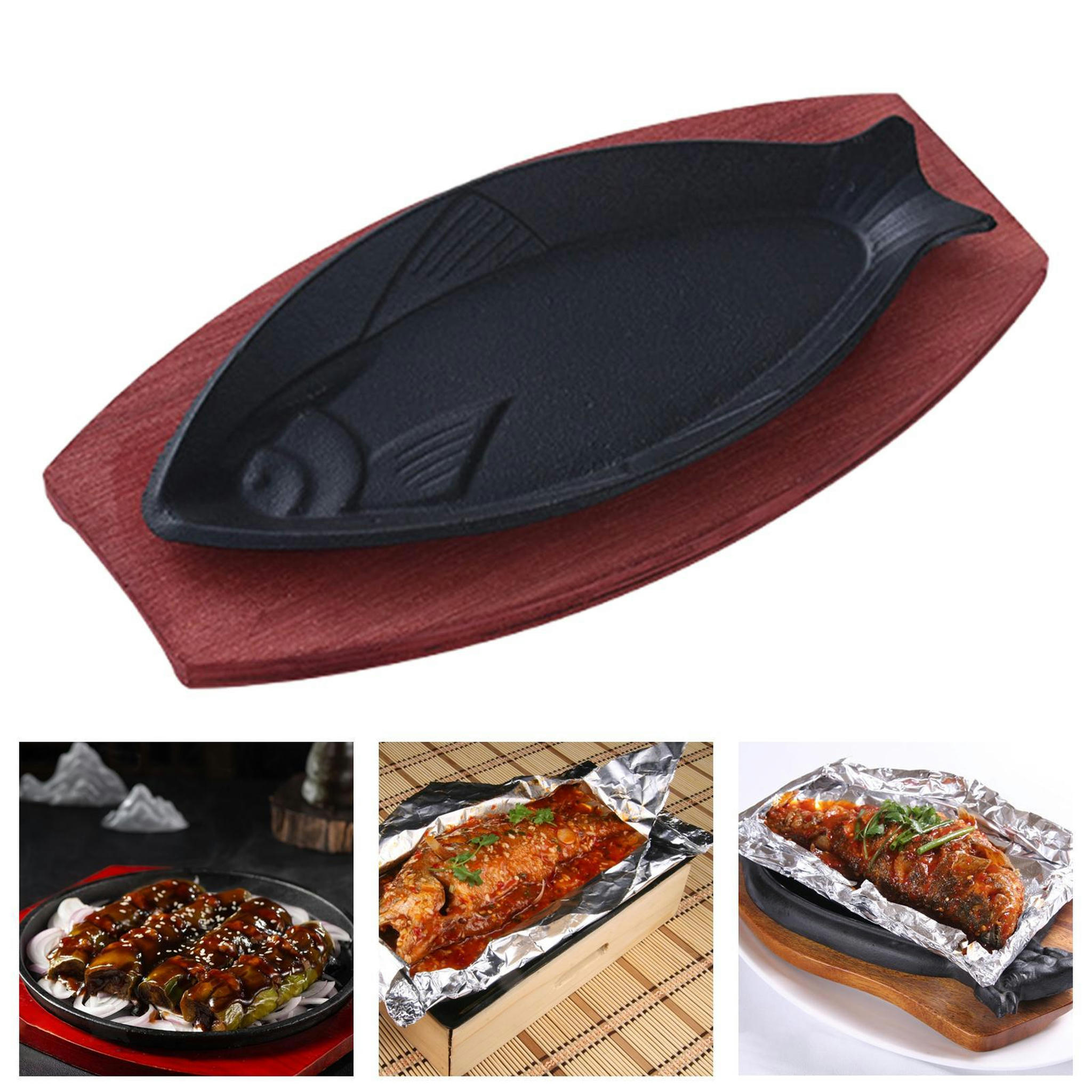 TUMALL Steak Fry Plate Fish Shaped Fryer Fajita Sizzling Pan for