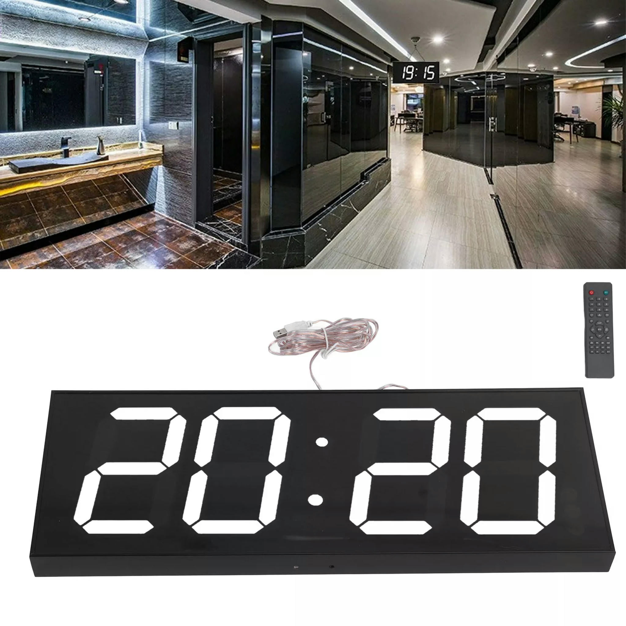 TUMALL (White Light)Double Sided LED Clock Digital Temperature Display ...