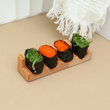 U-Shape Dark Wood Taco & Sushi Holder - Multifunction Serving Rack For Restaurant & Home Display