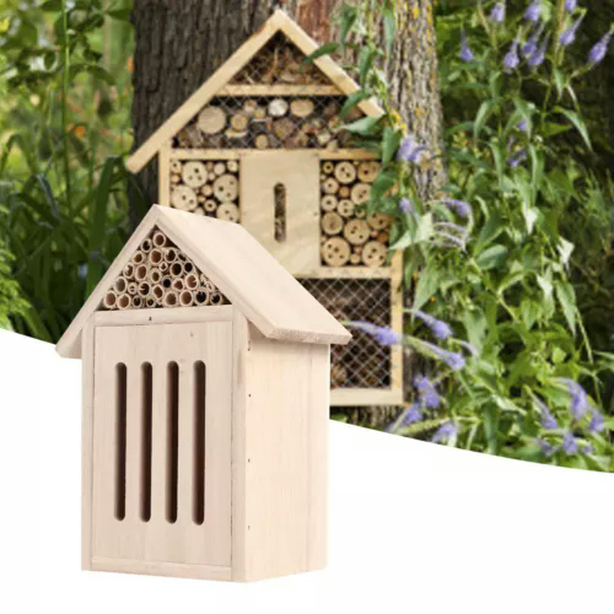 TUMALL Wooden Insect Bee House Natural Wood Bug Room Shelter Garden Box