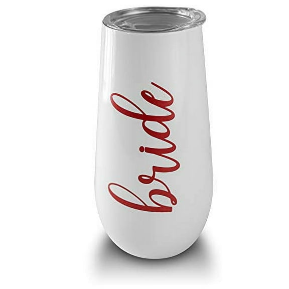 TUMBLY - Bride Tumbler - 10oz - Stainless Steel Champagne Flutes - Bridesmaid Gifts - Maid of Honor Gifts