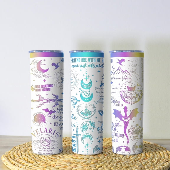 TUMBRO Throne of Glass Tumbler, Velaris Fantasy Cup, Acotar Bookish Mug, City of Starlight Gift, Stainless Coffee Tumbler, Book Lover Gift, White