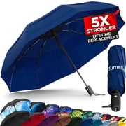 TUMELLA Strongest Windproof Travel Umbrella Compact, Superior & Beautiful, Small Strong but Light Portable and Automatic Folding Rain Umbrella, Durable Premium Grip, Fits Car & Backpack