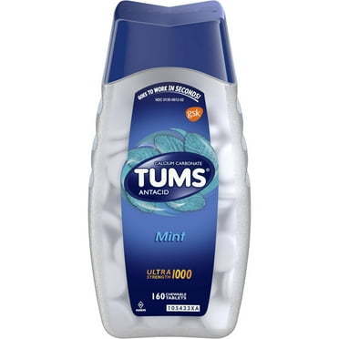 TUMS Antacid Chewable Tablets, Ultra Strength for Heartburn Relief, Peppermint, 160 count