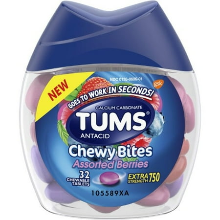 TUMS Chewy Bites Assorted Berries Antacid Hard Shell Chews (Pack of 3)