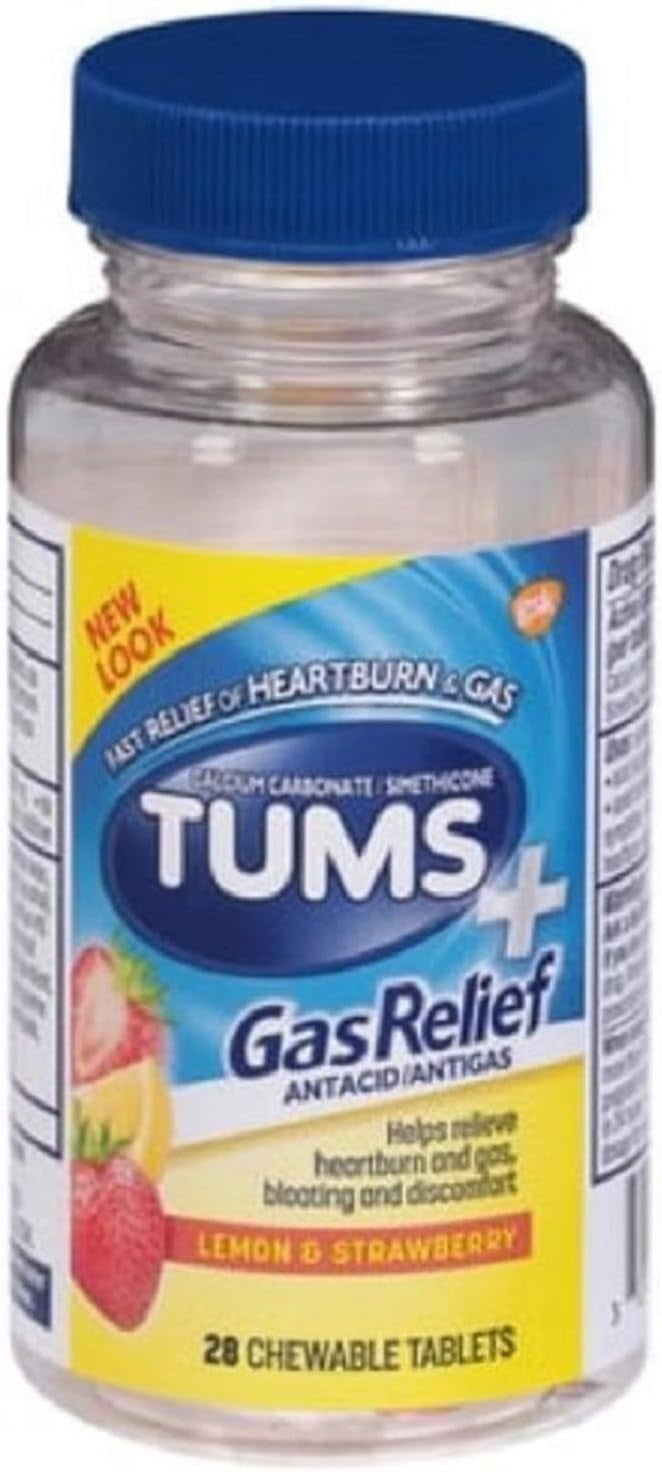 TUMS Chewy Bites Chewable Antacid Tablets with Gas Relief, Lemon