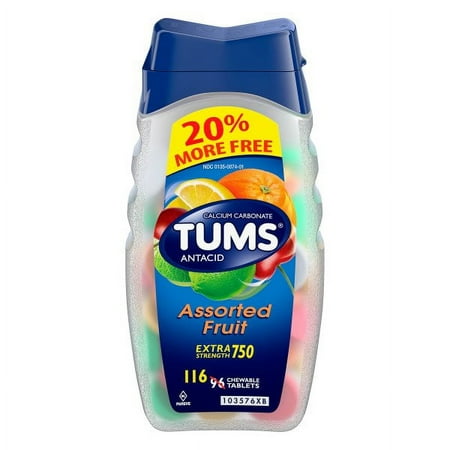 TUMS Extra Strength Antacid Assorted Fruit Chewable Tablets, 116 Count