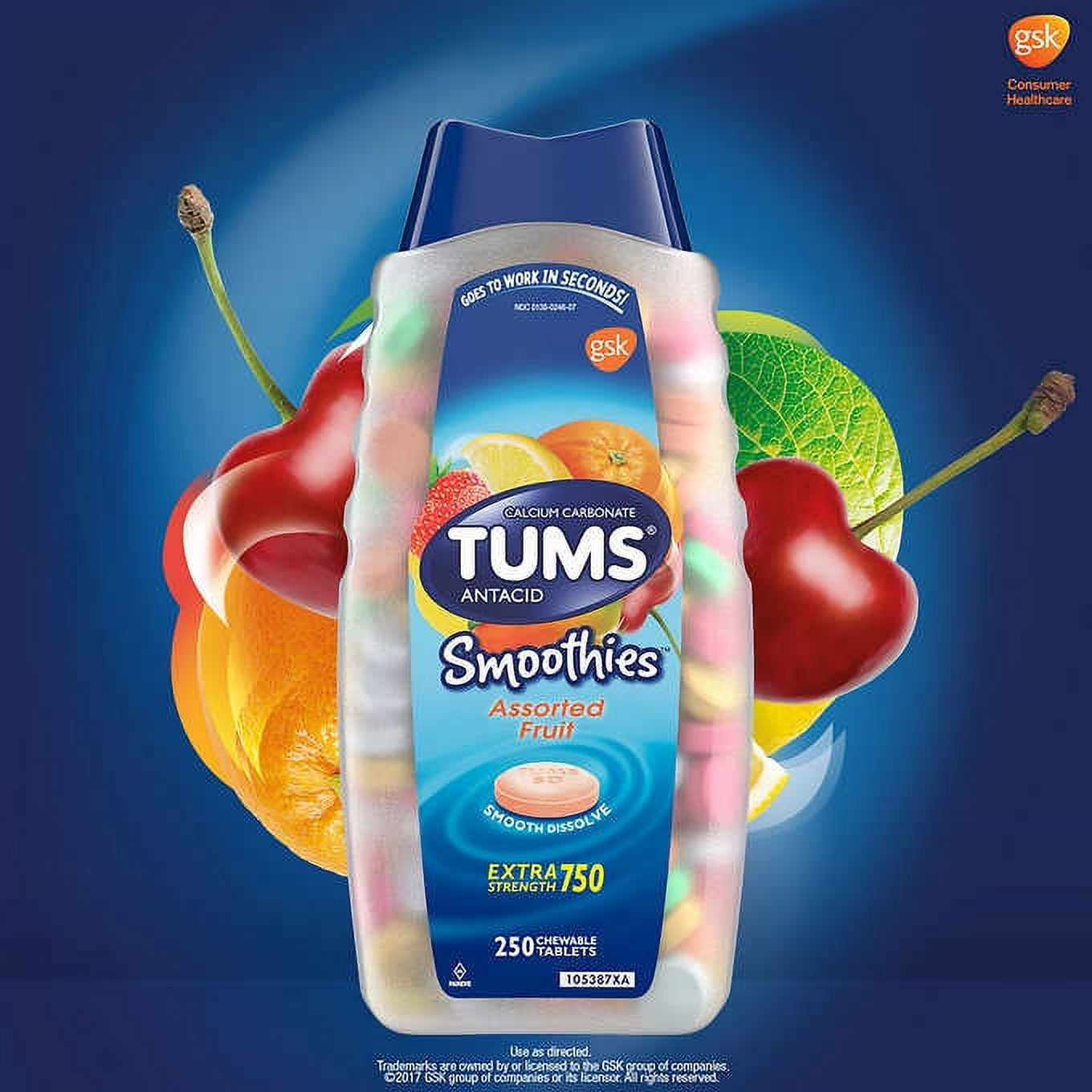 TUMS Extra Strength Smoothies 250 Chewable Tablets - Walmart.com
