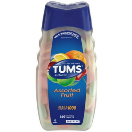 TUMS Ultra Strength 1000 Tablets Assorted Fruit 160 Chewable Tablets (Pack of 2)