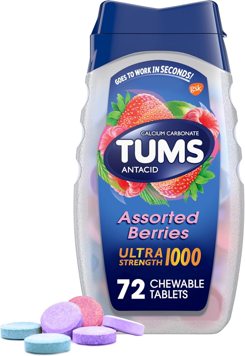 TUMS Ultra Strength Chewable Antacid Tablets for Heartburn Relief and