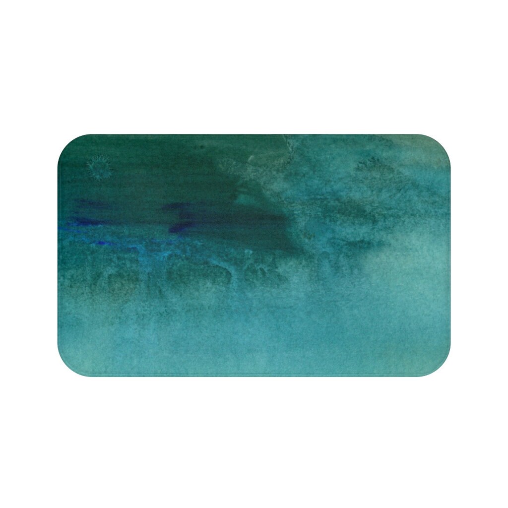 TUNIU Boho Bath Mats and Rugs Teal forest Emerald Green Ombre Gradient