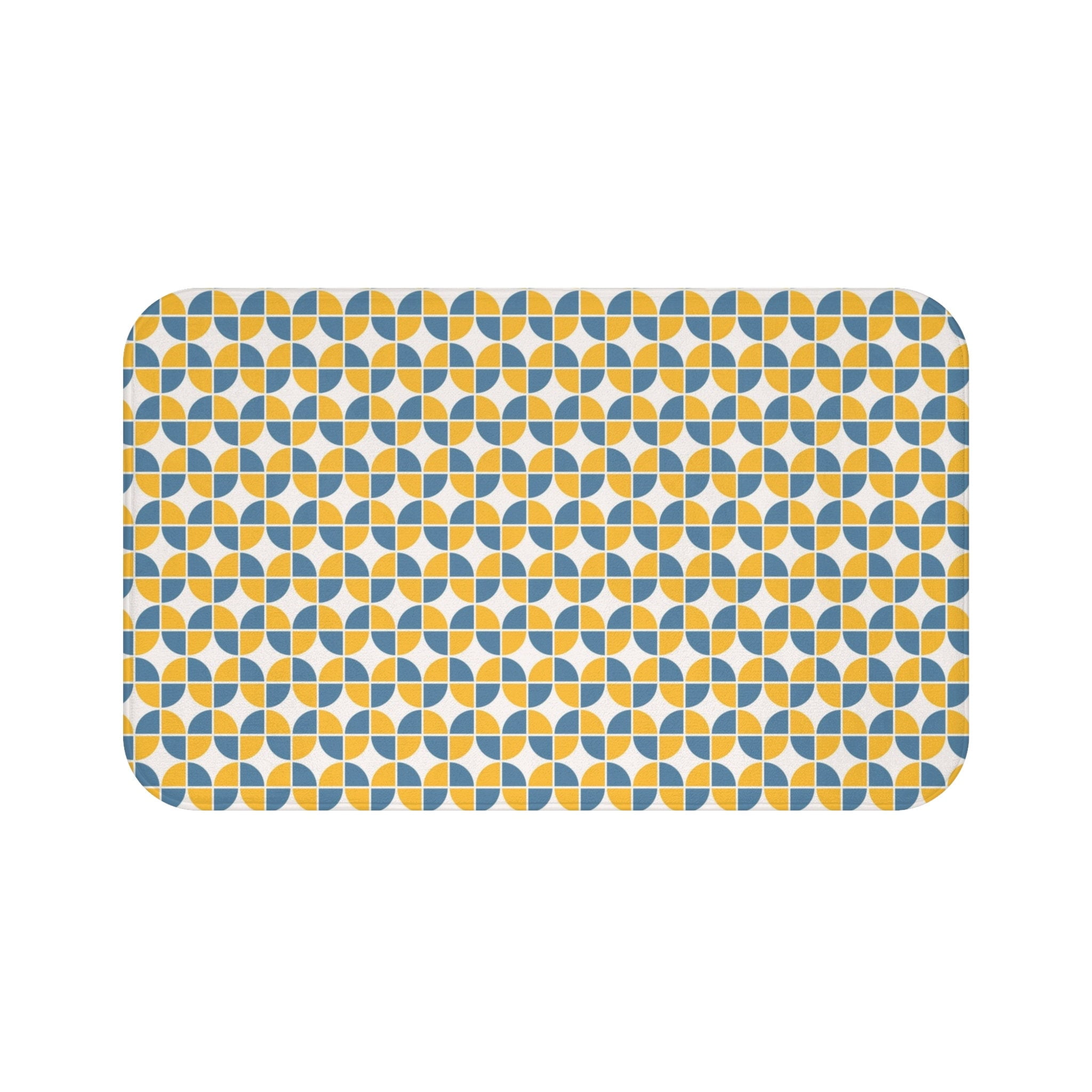 TUNIU Boho Retro Yellow Bath Mat，Kitchen Mat | Blue Bathroom Rug，Mid ...