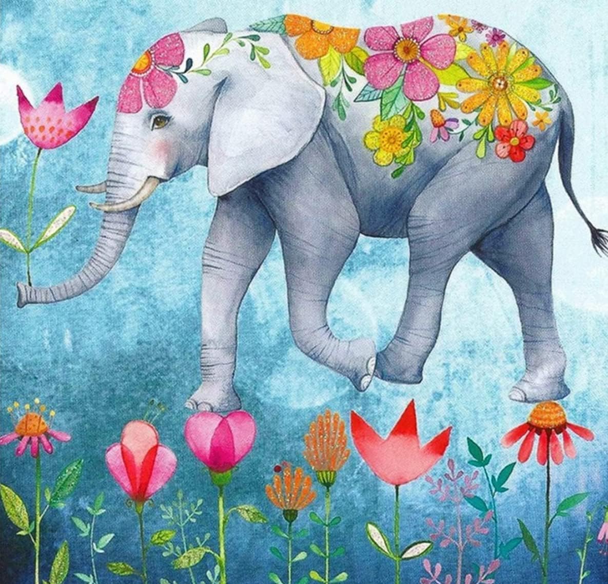 TUNIU Jigsaw Puzzle Flower and Elephants Colorful Elephant Puzzles