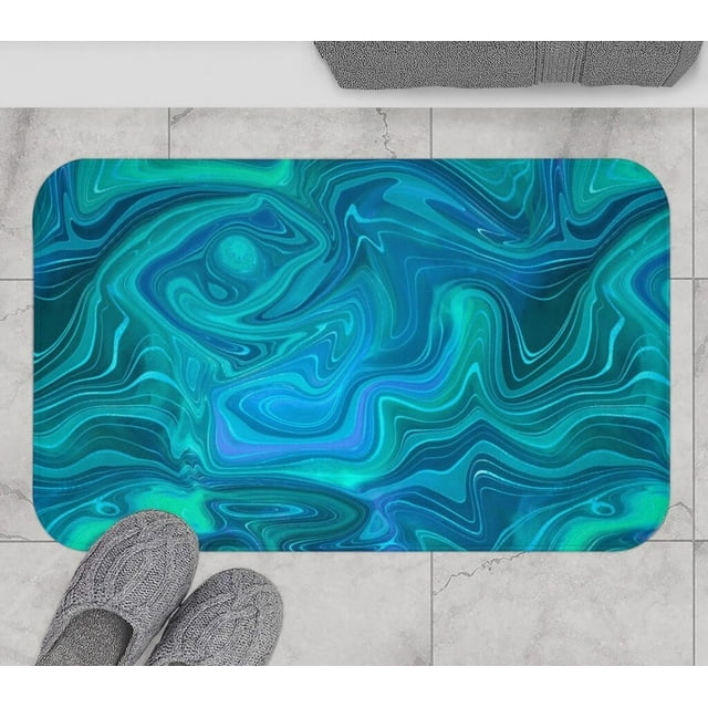 TUNIU Turquoise Mat Geode Blue Bath Mat Abstract Marble Blue Anti