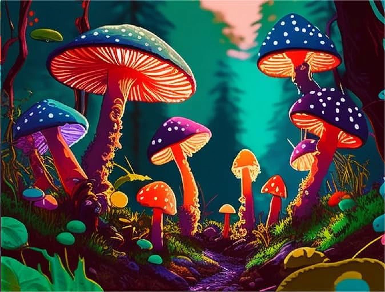 Lamplig 500 Piece Puzzles For Adults - Colorful Mushroom Fairy Village Jigsaw Puzzle With Letters On Back