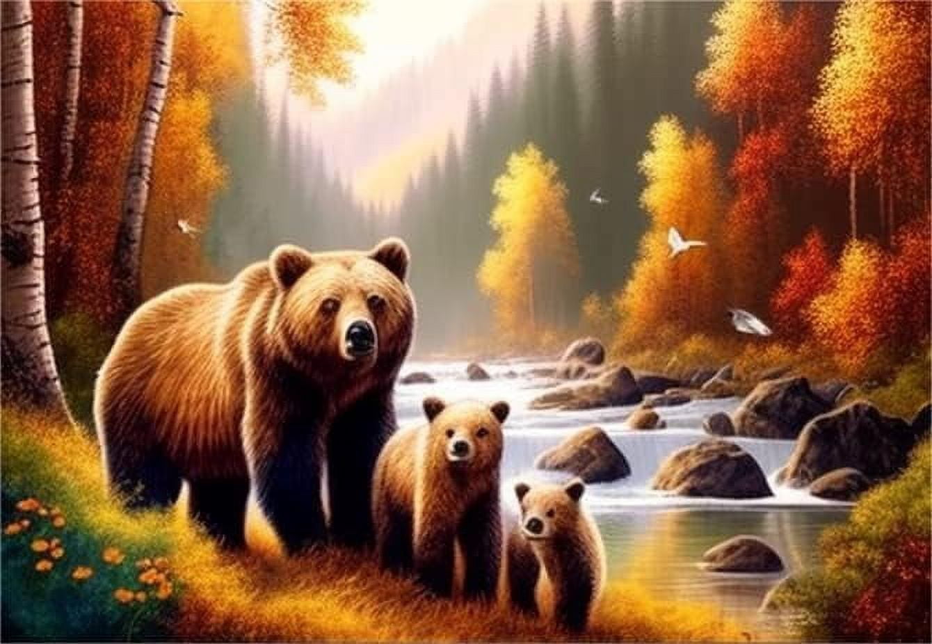 TUNIU Wooden Puzzle Jigsaw Puzzle for Adults Forest Brown Bear Family ...