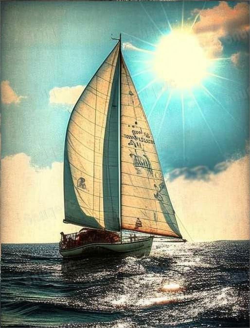TUNIU Wooden Puzzles for Adults Sea Sailing Boat Jigsaw Puzzles，15" x