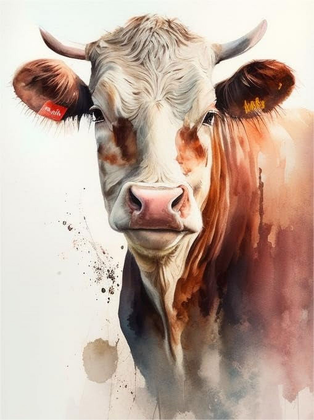 TUNIU Wooden Puzzles for Adults Watercolor Cow Jigsaw Puzzles，15" x 20