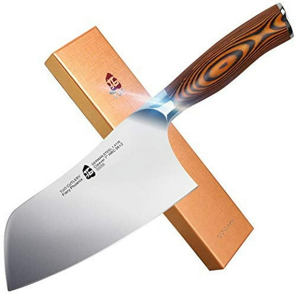 TUO Cleaver Knife, Chinese Chef Knife 7" Vegetable Meat Cleaver with Pakkawood Handle