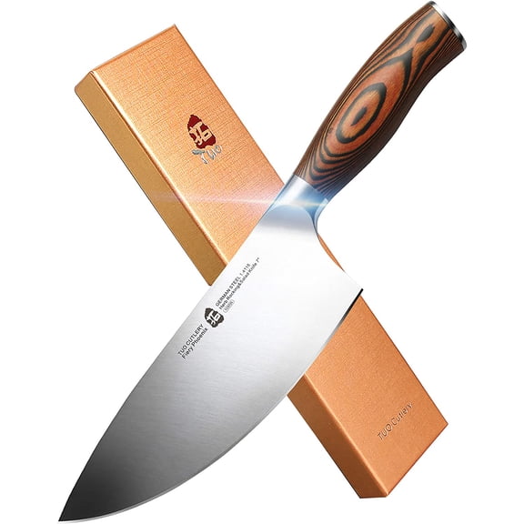TUO Herb Rocking&Salad Knife- Vegetable Cleaver - High Carbon German Stainless Steel Kitchen Knife - Pakkawood Handle Veggie Chopper - Luxurious Gift Box Included - 7 inch - Fiery Phoenix Series