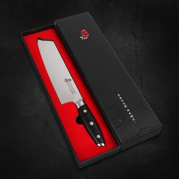 TUO Kiritsuke Knife,HC Steel Ergonomic G10 Handle,Blk HawkSeries,8.5in