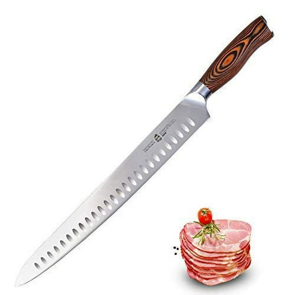 TUO Slicing Knife 12" Granton Carving Knives Hollow Ground Meat Cutting Knife-