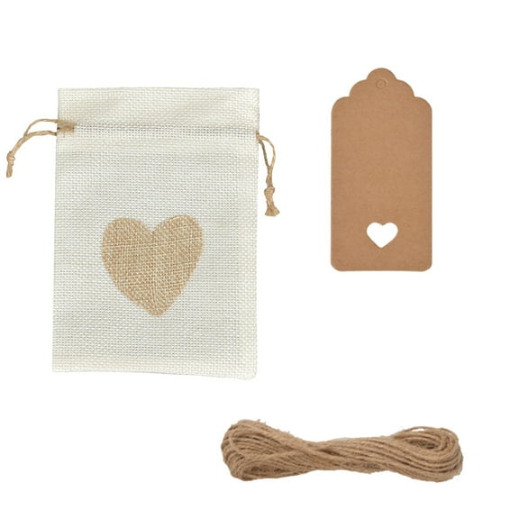 TUOBARR 25 Pcs Love Linen Bag Set Wedding Gift Box Packaging Jewelry Storage