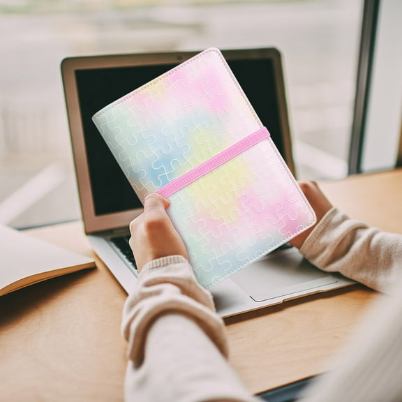 TUOBARR A6 Gradient Bind Macaron Binder Ledger Notebook Leather Binder Cash Budget Book