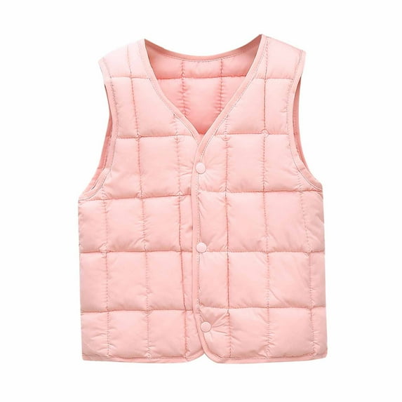 TUOBARR Autumn And Winter Baby Boys Girls Baby Button Cardigan Vest Down Cotton Vest Inside And Outside Wear Pink(2-8Years)