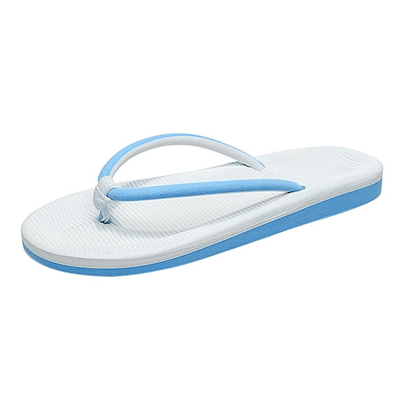 TUOBARR Flat Sandals Women, Womens Solid Color T-strap Thong Flat Flip Flops Sandals, Summer Casual Lightweight Soft-soled Shoes Blue