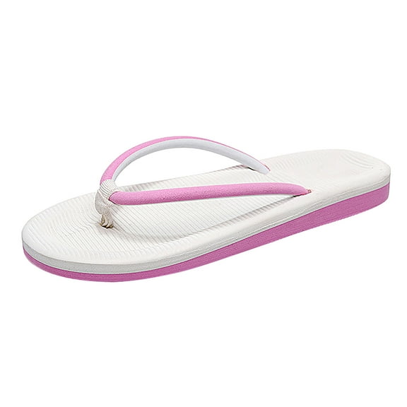 TUOBARR Flat Sandals Women, Womens Solid Color T-strap Thong Flat Flip Flops Sandals, Summer Casual Lightweight Soft-soled Shoes Pink