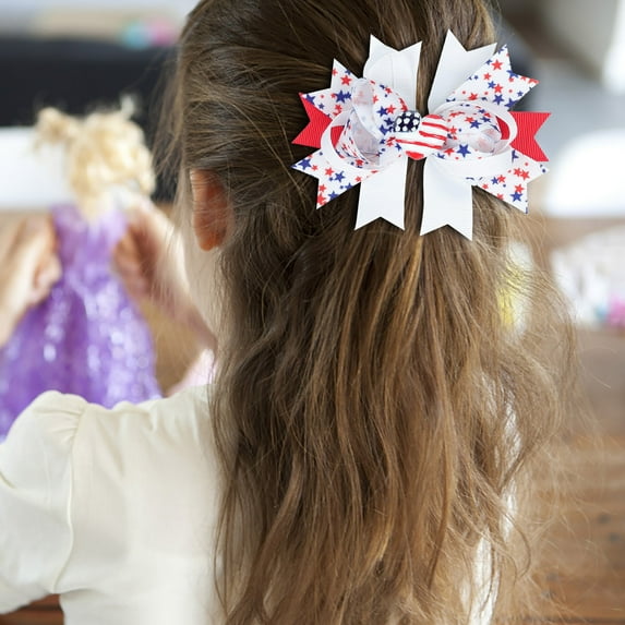 TUOBARR Hair Clips,Hair Clips Independence Day Hair Barrettes Patriotic Party Claw Clips Hair Accessories For Women Bow Hairpin USA Stars Hair Clips Hair Jaw Clamp Head C