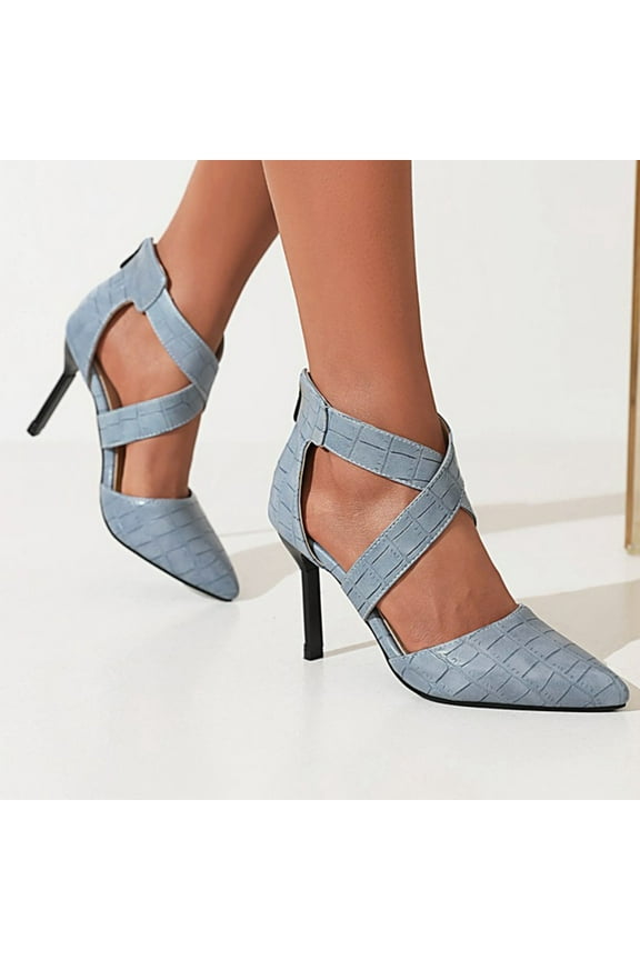 Heels Sandals Women, Women's Fashion Pointed Toe High Heel Dress Pumps Shoes Blue