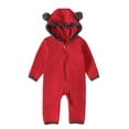 thumbnail image 1 of TUOBARR Infant Baby Girls Boys Solid Cartoon Ears Hoodie Romper Clothes Fleece Jumpsuit Red (3M-3T), 1 of 1