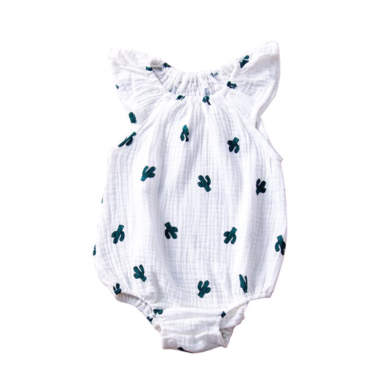 TUOBARR Infant Newborn Baby Girls Fly Sleeve Cartoon Bodysuit Romper Clothes Outfit Green (0-24Months)