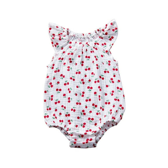 TUOBARR Infant Newborn Baby Girls Fly Sleeve Cartoon Bodysuit Romper Clothes Outfit Red (0-24Months)