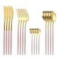 TUOBARR Matte Gold Silverware Set With Steak Knives,Stainless Steel Gold Flatware Set,16 Pcs Set Cutlery Utensils Set Service For 4,Spoons And Forks Set