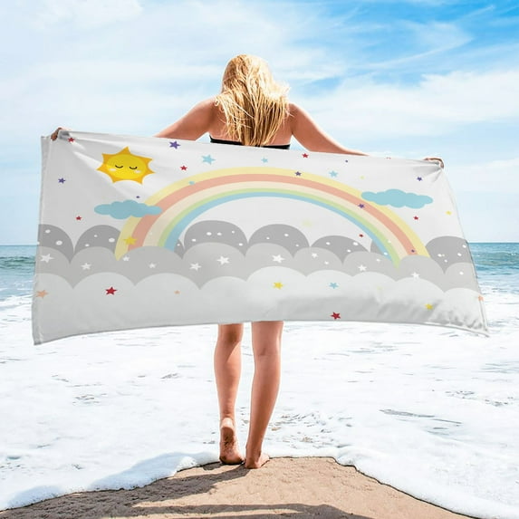 TUOBARR Microfiber Beach Towel Super Lightweight Colorful Bath Towel Sandproof Beach Bnket Multi-Purpose Towel For Travel Swimming Pool 30x60 Inch