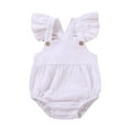 thumbnail image 1 of TUOBARR Newborn Infant Baby Girls Solid Clothes Fly Sleeve Bodysuit Suspender Romper White (0-12Months), 1 of 9