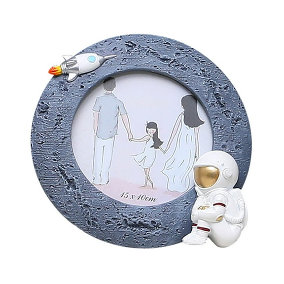 TUOBARR Picture Frame With Astronaut Figurine Table Photo Holder With Spaceman Model Decorative Photo Frame For Birthday Party