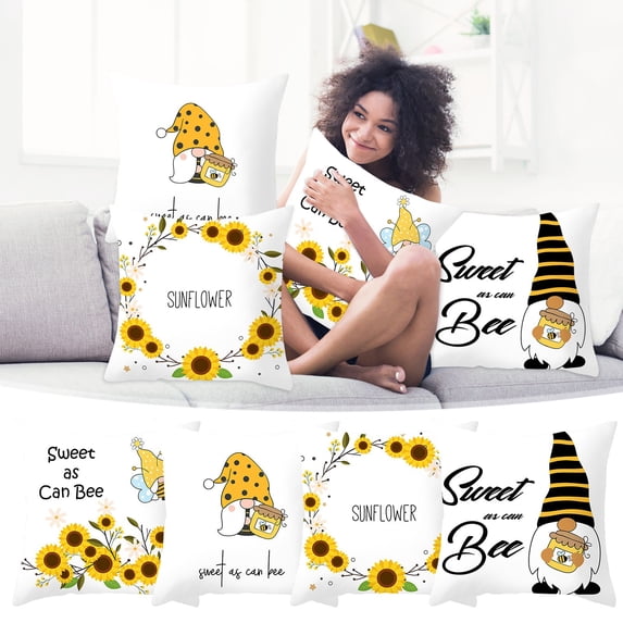 TUOBARR Pillows Savings! 4PC Bee Festival Print PillowCase Linen Sofa Cushion Cover Home Decor Cushion Cover Family Pillowcase